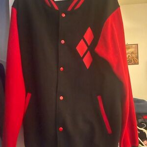 Harley Quinn Black and Red Varsity Jacket